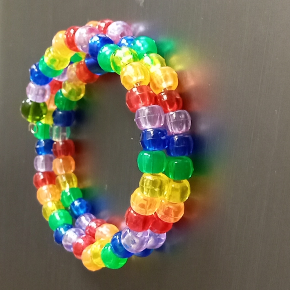 Hand crafted LGBT rainbow pride wrap bracelet cuff bright bold beaded new